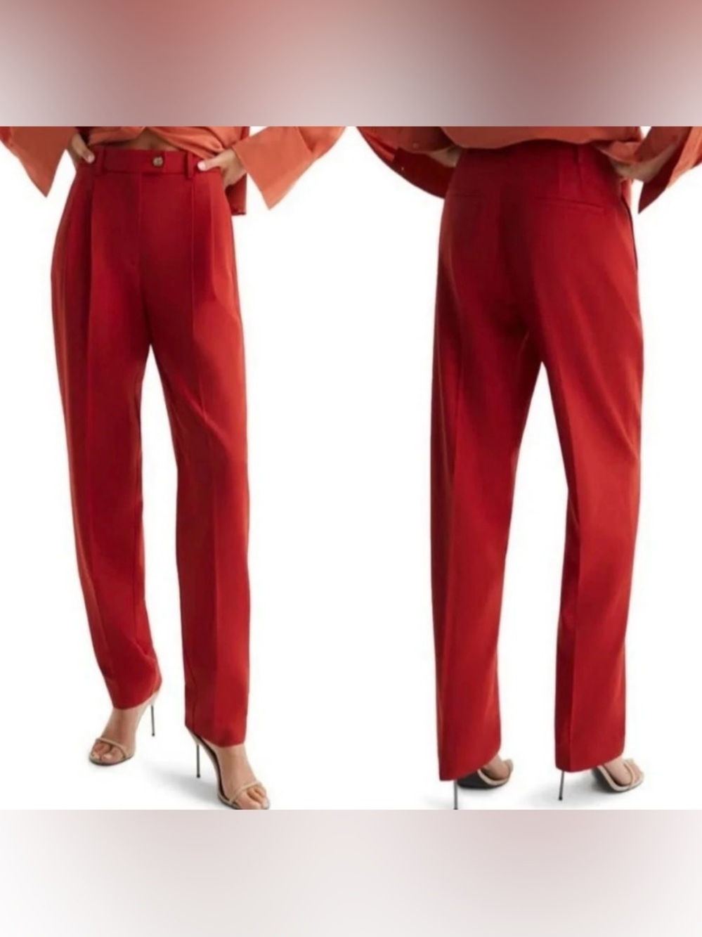 Reiss Red Tailored Straight-Leg Kamila Trousers size 0